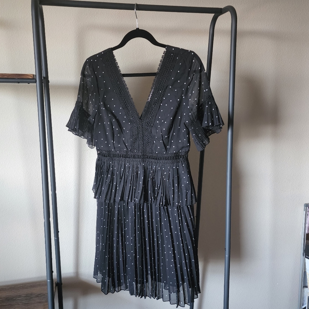 Little black dress with white polka-dots